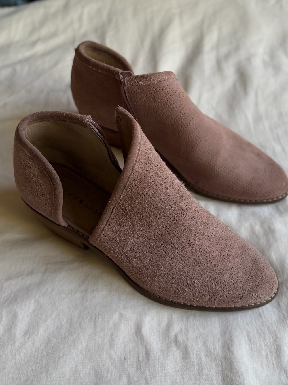 Lucky Brand Women’s Suede Booties in Dusty Rose
